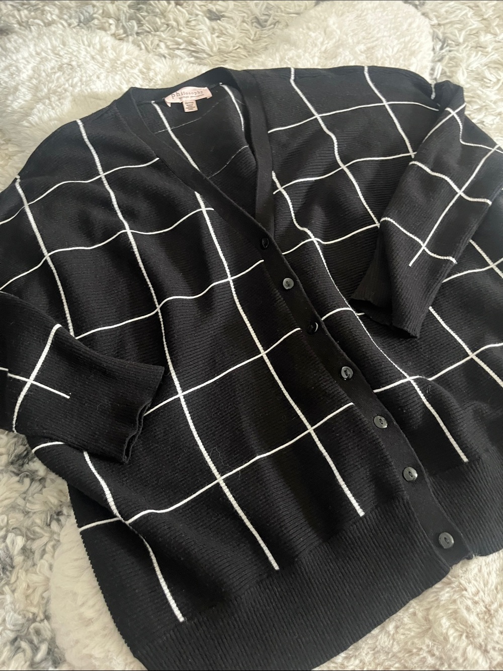 Philosophy black white checkered sweater - Picture 4 of 4